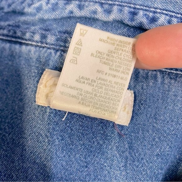 Vintage Bobbie Brooks Med Wash Denim Embroidered Button Up Top XL - Picture 4 of 15